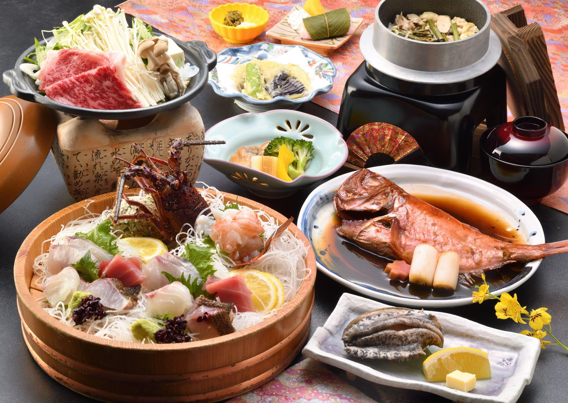 伊勢海老・あしたか牛・金目鯛・鮑≪五ツ星会席≫五の贅、美食コレクション