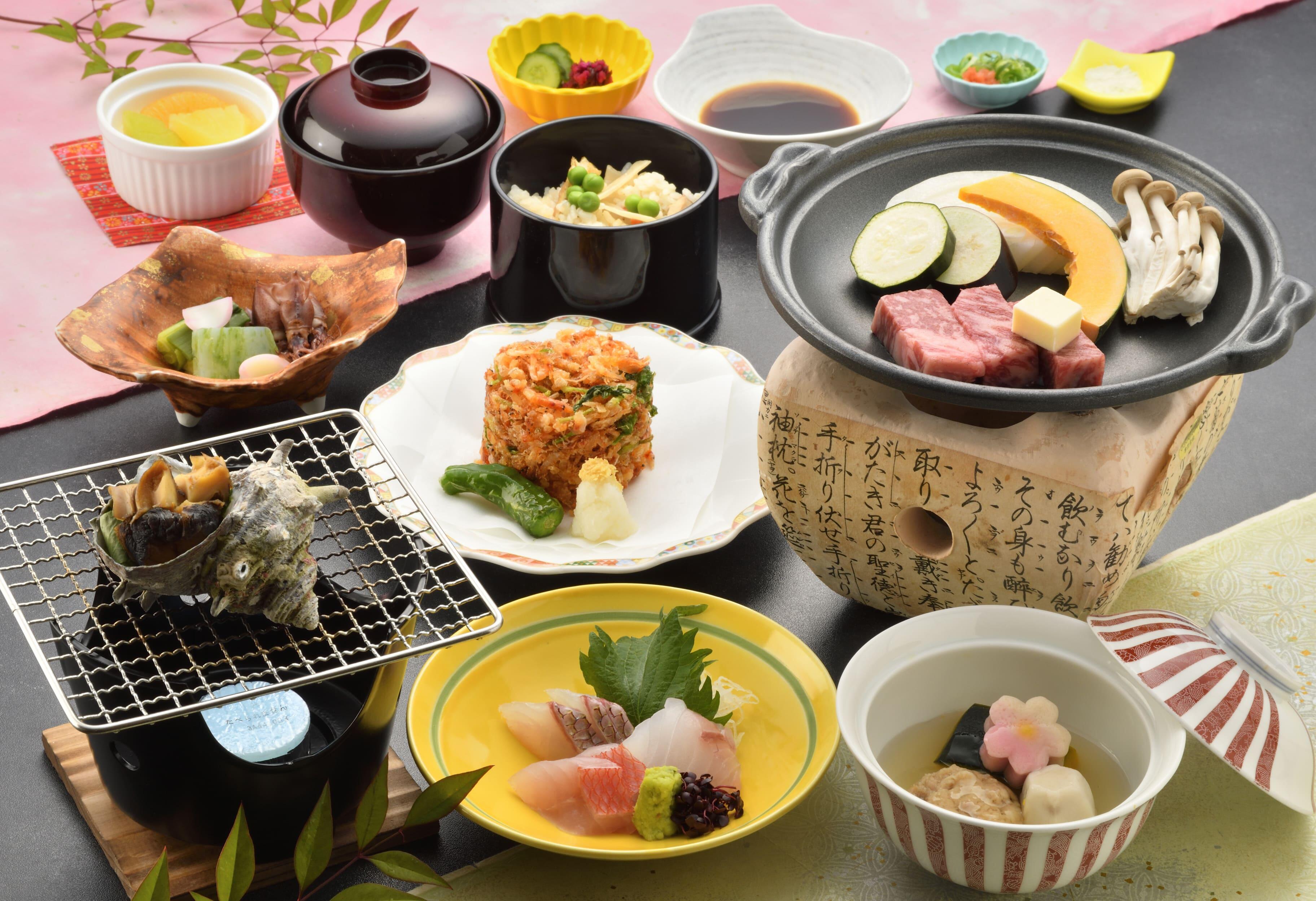 海の幸＆山の幸プラン　≪あしたか牛ステーキ・サザエ壷焼・桜海老かき揚≫